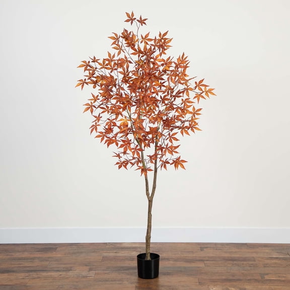 Nearly Natural Japanese Maple Artificial Potted Tree - 6' - Red