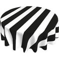 thumbnail image 1 of Black and White Stripes Tablecloth Round 60 Inch,Geometric Line Polyester Circle Table Cloth,Wrinkle Stain Resistant Washable Table Cover for Kitchen Dining Room Holiday Party Picnic Patio, 1 of 6