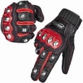 thumbnail image 1 of Guantes ILM, aleación de acero, piel, nudillos duros, pantalla táctil, color rojo L, 1 of 5