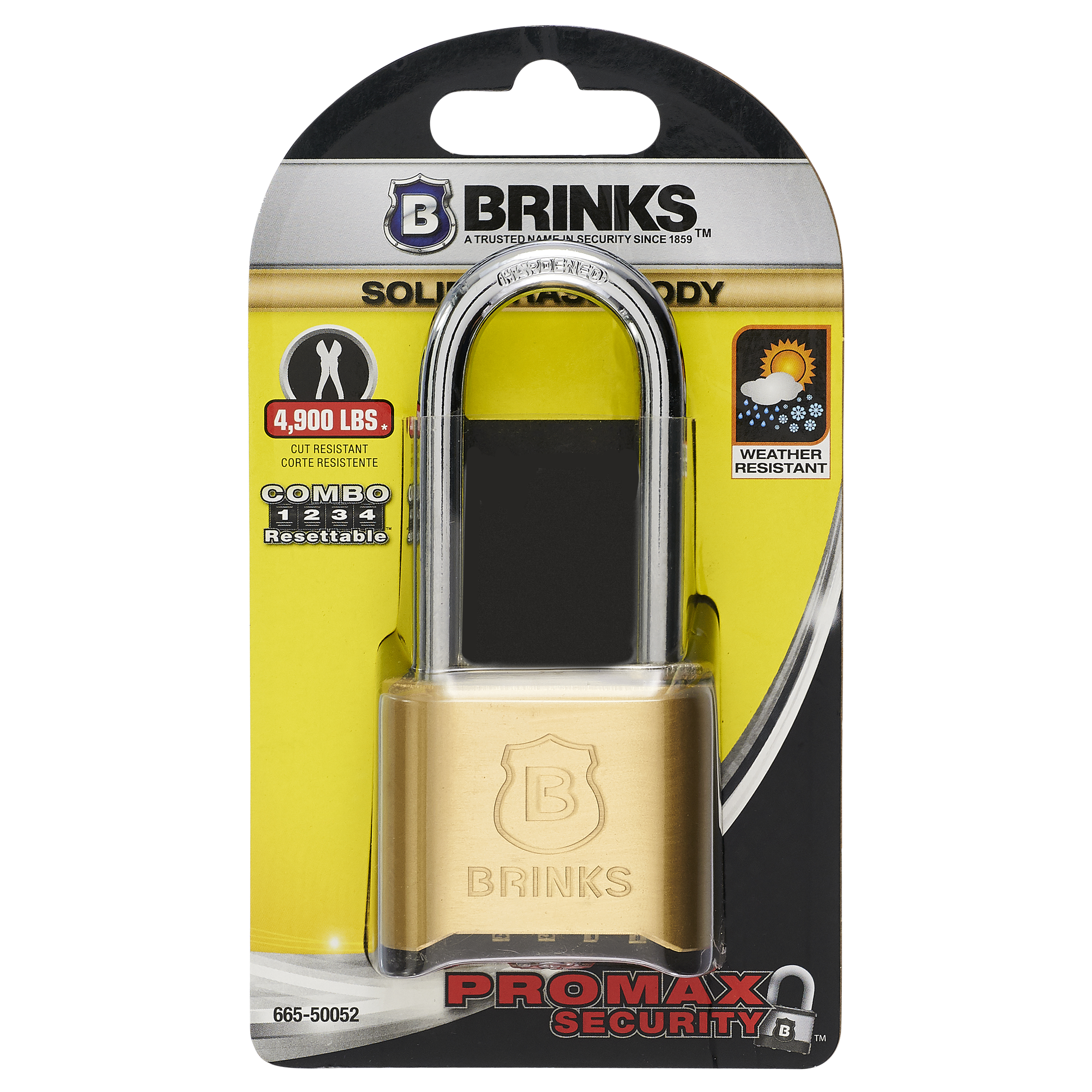 Brinks Solid Brass 50mm Resettable Combination Padlock with 2in Shackle - image 4 of 6