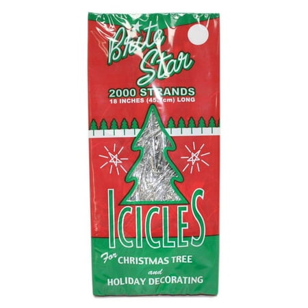 Brite Star 26446 - Silver Tinsel Icicles (2,000 Strand Pack)