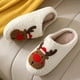 thumbnail image 5 of Zapatillas de algodón de alce de Navidad para hombres y mujeres, zapatos de felpa para interiores, toboganes de piso antideslizantes, lindos dibujos animados para el hogar, invierno, 20, 5 of 5