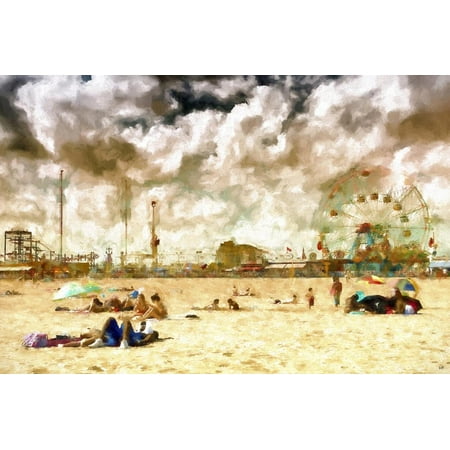 Coney Island Beach Print Wall Art By Philippe (Best Coney In Detroit)