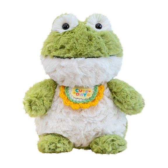 6.3in Cute Stuffed Frog Plush Toys with Bib, Soft and Cuddly Decorative Animal Figures, Plush Pillow Toys for Home Decor, Adorable Gift Ornaments, B