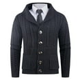thumbnail image 6 of Men's Shawl Collar Cardigan Sweater Cable Knit Button Down Long Sleeve for Casual and Office Wear, Perfect for Winter and Christmas,Black,3XL, 6 of 6