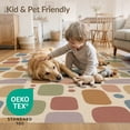 thumbnail image 4 of ODIKA 4'x6' Beige Multicolor Geometric Mosaic Washable Area Rug Mid Century Modern Abstract Rounded Rectangle Shapes Artistic Composition Pet Friendly, Non-Shedding for Bedroom, Reading Nook, 4 of 7