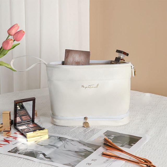 Fiudx Ofertas Flash Del Día Bolsa De Cosméticos Translúcida, Bolsa De Cosméticos Translúcida Esmerilada Con Asa De Cremallera, Bolsa De Viaje Portátil, Bolsa De Cosméticos Práctica Y Colgable