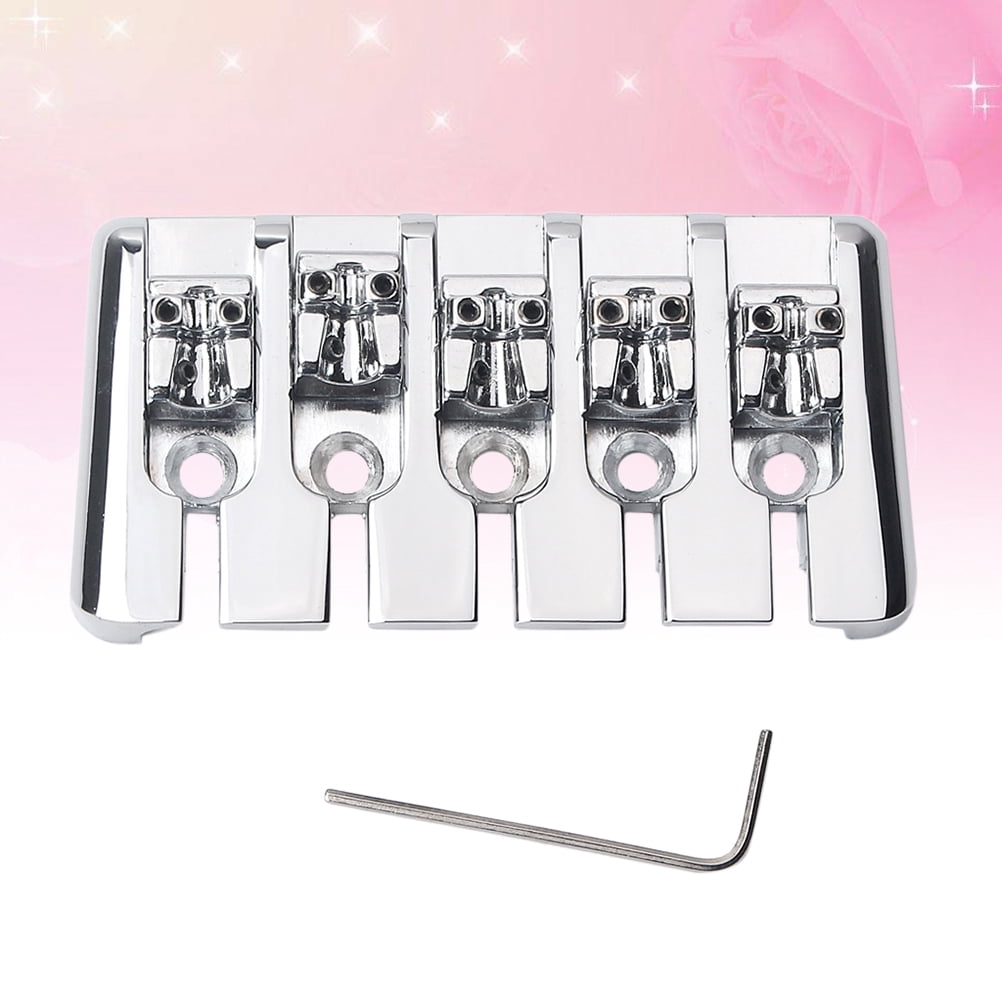OUNONA Banqiao Guitar Bridge for 5 String Ukulele Silver Metal Vintage Look Easy to Mount