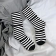 thumbnail image 5 of Rateoe Black And White Stripes for Women Casual Calf Socks - Cute Crew Socks - Thin Soft Above Ankle Socks Size 5-11, 5 of 6