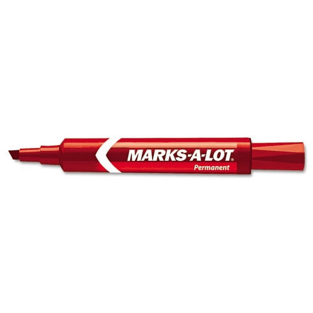 MARK A LOT Regular Desk-Style Permanent Marker, Chisel Tip, Red, Dozen
