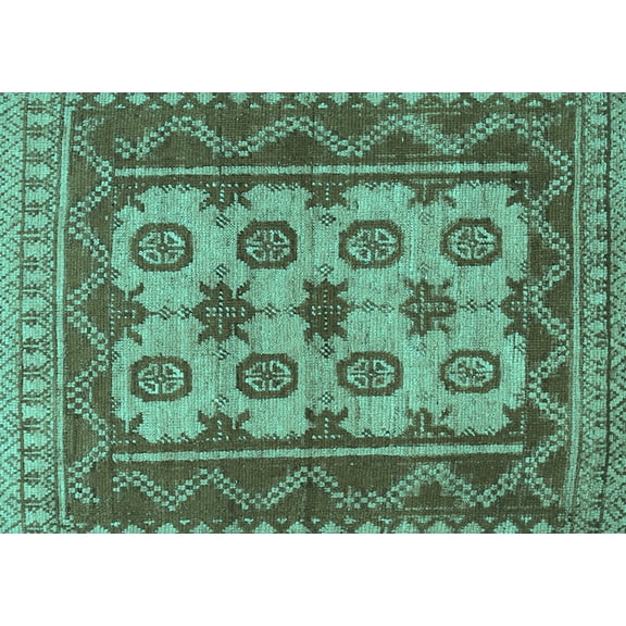 Ahgly Company Machine Washable Indoor Rectangle Southwestern Turquoise Blue Country Area Rugs, 5' x 7'