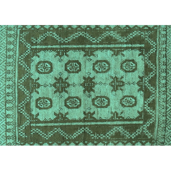 Ahgly Company Machine Washable Indoor Rectangle Southwestern Turquoise Blue Country Area Rugs, 7' x 10'