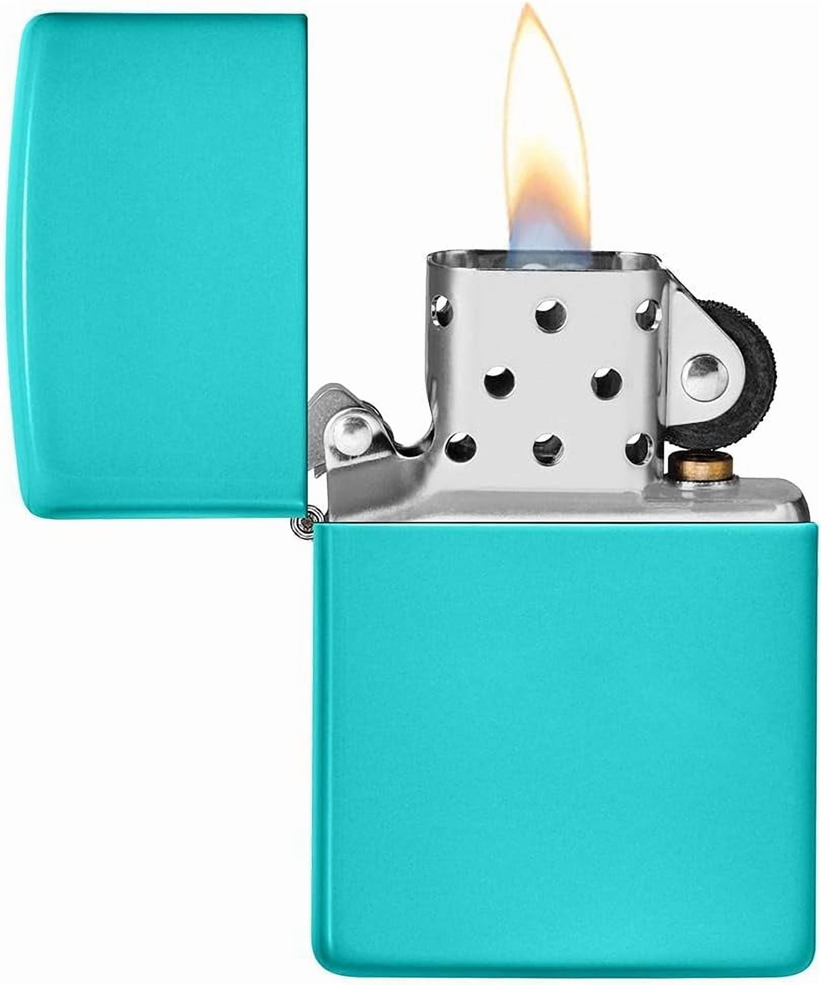 Zippo Lighter - Personalized Custom Message Engrave on Classic with Zippo Logo Windproof Lighter (Flat Turquoise 49454)