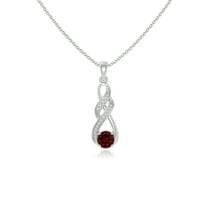 Natural Garnet with Moissanite Infinity Pendant Necklaces for Women in Sterling Silver,January Birthstone Jewelry Gifts for Her Birthday,Wedding Anniversary,Party,Mothers Day,Christmas,Valentines