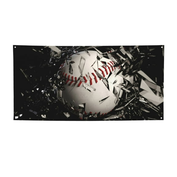 Picia Baseball Breaking Glass Pattern Party Banner, Festive Decoration, Holiday Banner, Celebration Decor, Event Banner, Reusable Party Banner-Small