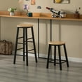 thumbnail image 5 of Set of 2 17.5-Inch Rustic Round Solid Wood Counter-Height Bar Stool with Footrest and Durable Steel Frame, Perfect for Dining Room, Kitchen Island and Home Bar - Ideal for Indoor and Outdoor Parties, 5 of 7