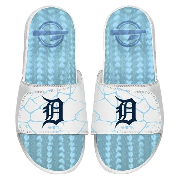 Men's ISlide White Detroit Tigers Ice Gel Slide Sandals