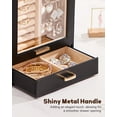 thumbnail image 5 of Enogets Jewelry Organizer with Display Windows& 3 Drawers, Jewelry Box for Girls Women Jewels(Black + Gold), 5 of 10