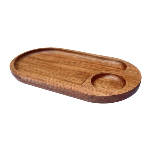 Plato de postre, bandeja de madera para servir té y bebidas, organizador de mostrador, plato de comida S