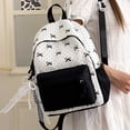 thumbnail image 6 of Backpack for Girls Patchwork Bow Backpack Lightweight Casual Student Daypack Versatile Everyday Carry Black One Size, 6 of 9