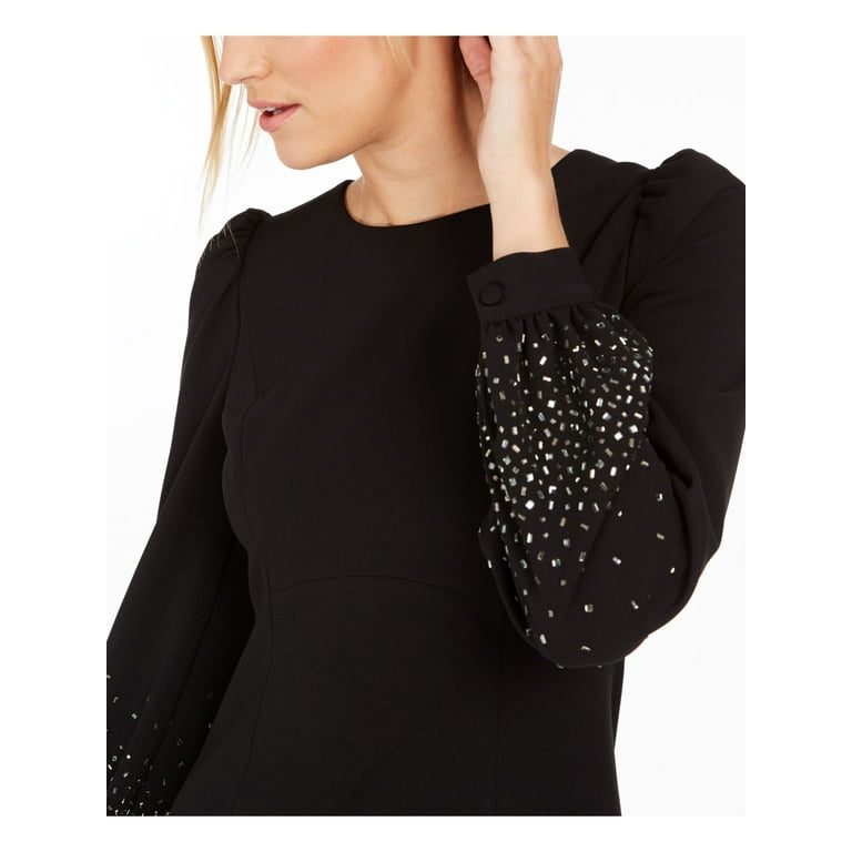 Calvin klein embellished puff sleeve dress discount