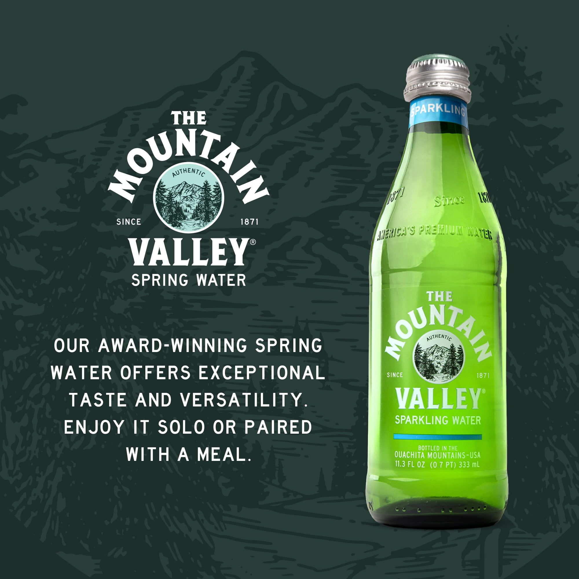 The Mountain Valley Sparkling Spring Water, 333 ml, Single Glass Bottle