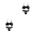 thumbnail image 2 of Qarigey Conjunto de sujetadores Bralette de encaje a la moda Cierre trasero Ahueca hacia fuera Push Up Ropa interior Amigable con la piel Negro 70A 2piezas, 2 of 6