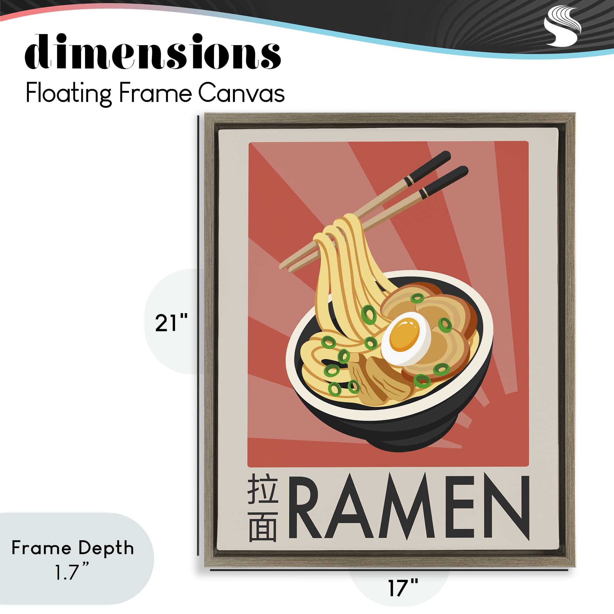Stupell Industries Iconic Ramen Poster Brown Framed Floater Canvas Wall Art, design by Marcus Prime