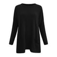 thumbnail image 4 of Womens Summer Outfits Autumn And Winter Comtable Round Neck Long Sleeve Long Pocket Puff Sleeve Print Womens Athletic Tops,Black,L, 4 of 5