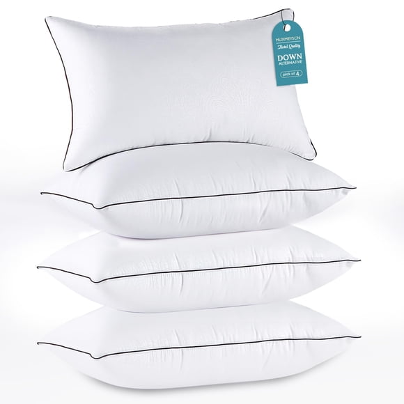 Juego de 4 almohadas HUXMEYSON tamaño Queen, alternativa de plumón