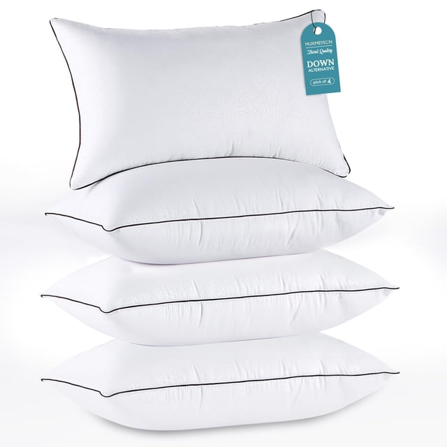 Juego de 4 almohadas HUXMEYSON tamaño Queen, alternativa de plumón