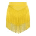 thumbnail image 4 of TiaoBug Women Tassel Latin Dance Skirt Irregular Hem Length Fringe Salsa Tango Rumba Dancewear Yellow XL, 4 of 6