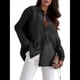 thumbnail image 2 of Blusa de Transparente con Botones para Mujer, Larga, Color Liso, con Diamantes Llamativos Negro L, 2 of 8