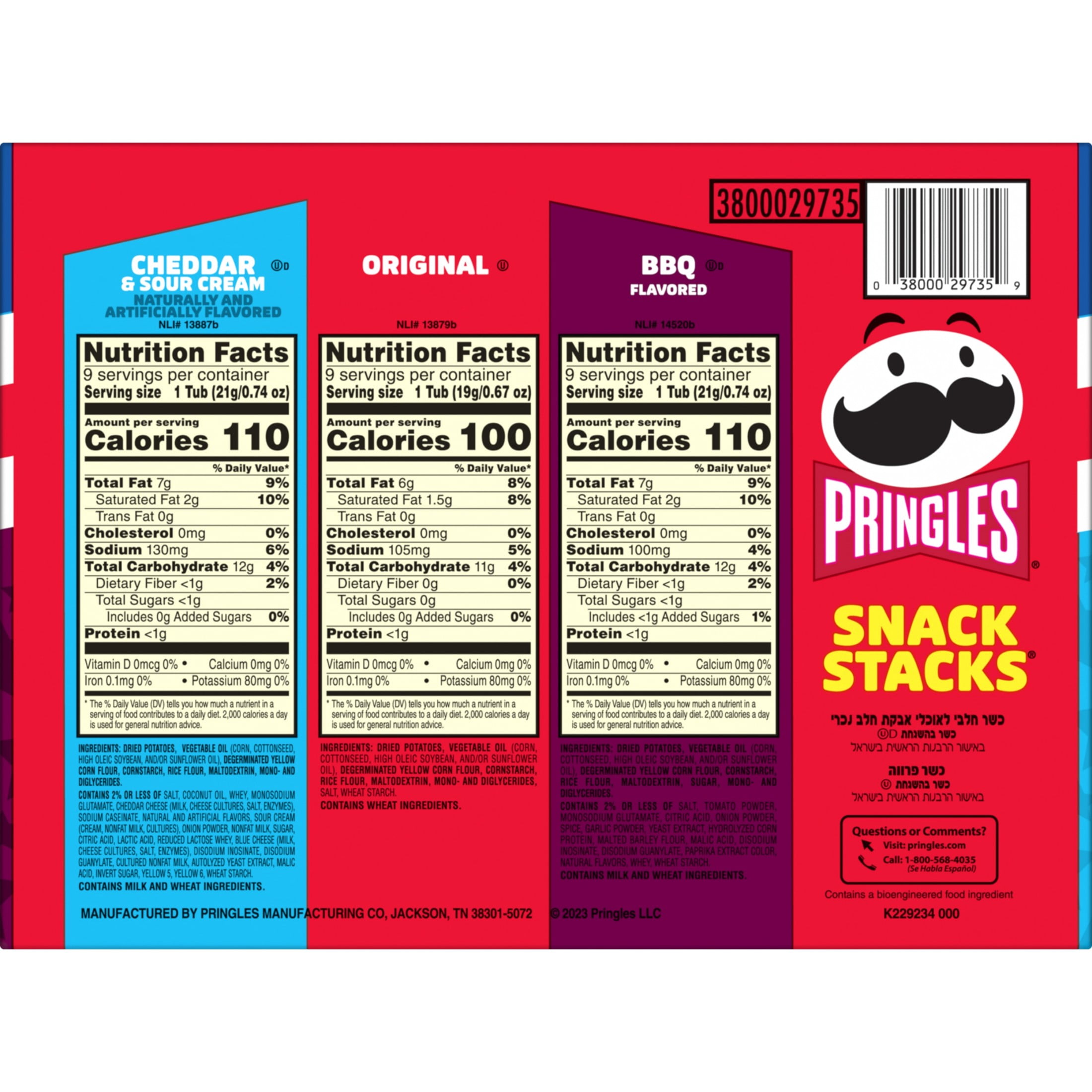 Pringles Variety Pack Potato Crisps Chips, Lunch Snacks, 27 Count