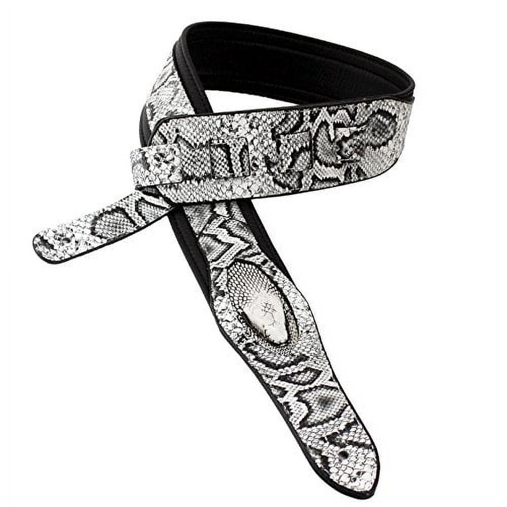 Walker & Williams SF-03 Snake Pattern Guitar Strap, Black/White
