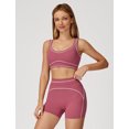 thumbnail image 5 of IDOPIP Womens Workout Sets Color Block Compression Sports Bra Matching High Waist Tummy Control Butt-Lifting Shorts 2 Piece Gym Yoga Pilates Running Outfits, 5 of 8