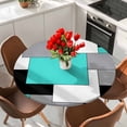 thumbnail image 2 of Abstract Art Round Fitted Table Cover Patchwork Black Kallaite and Grey Waterproof Table Cloth with Elastic Edge Wipeable Tablecloth for Picnic Camping Party Fits 45"-54" Diameter, 2 of 8