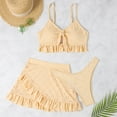 thumbnail image 5 of Lopeceal Eyelet Three Piece Bathing Suit for Women Knot Front Cami Bikini Tops Underwear Swim Skirt Ruffle Slim Cute Swimsuit, 5 of 6