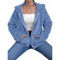 thumbnail image 3 of Women Fuzzy Fleece Jacket Zip Up Oversized Winter Warm Sweatshirt Hoodies Blue XXL, 3 of 9