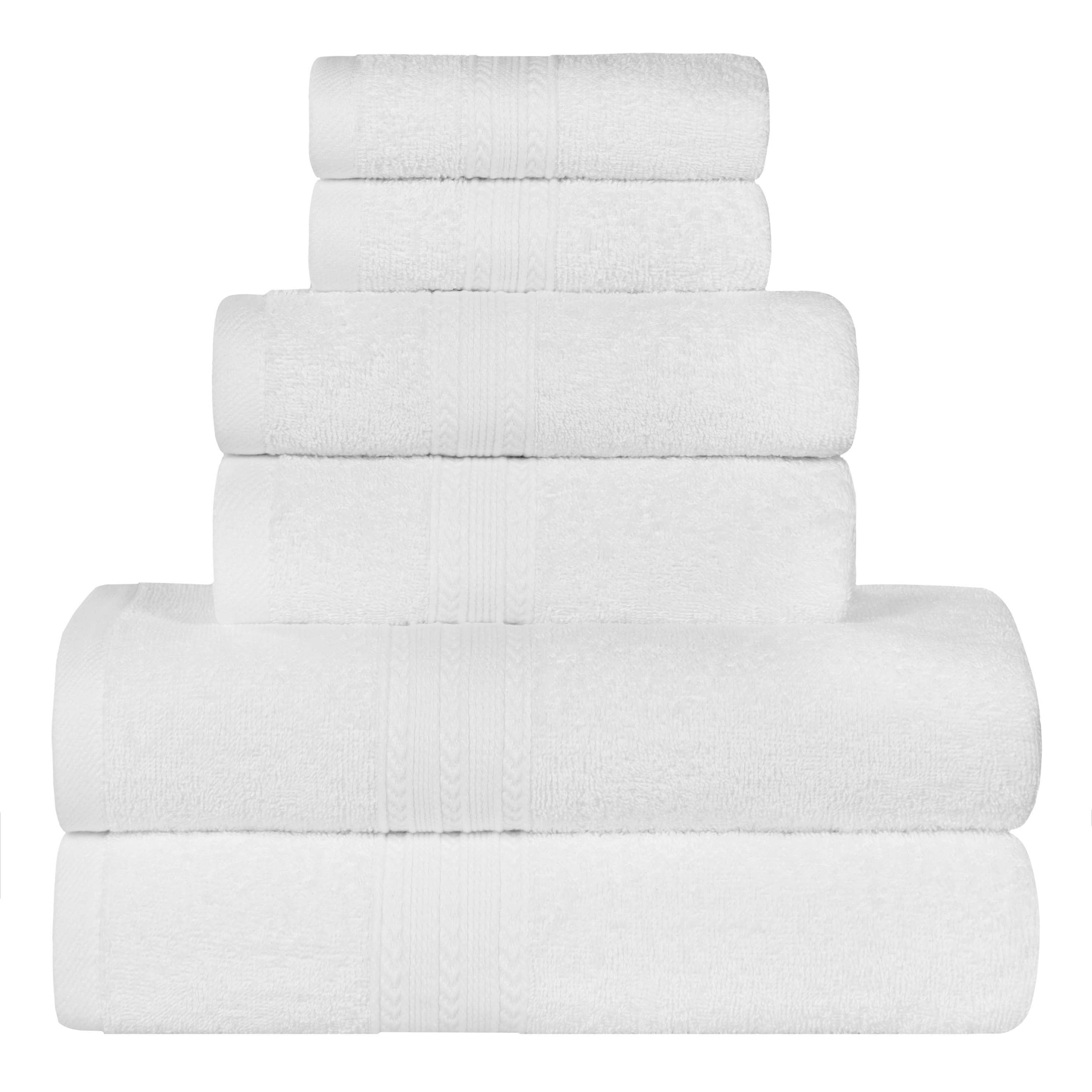 Superior Eco-Friendly Cotton Solid 6-Piece, White, Towel Set