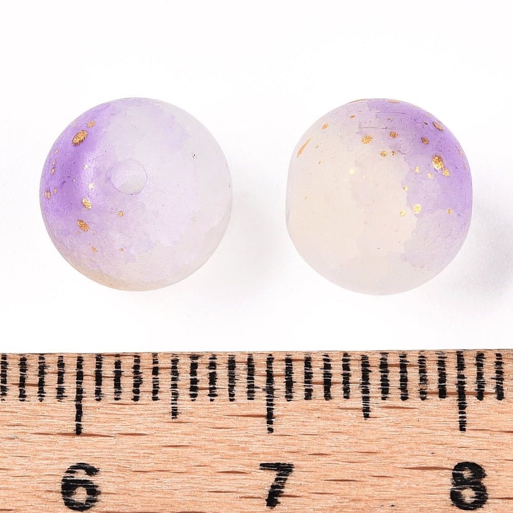 1000g Frosted Baking Painted Crackle Glass Beads with Glitter Powder Two Tone Round Medium Orchid 10x9.5mm Hole: 1.8mm about 780pcs/1000g