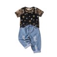 thumbnail image 2 of Diconna Girls Clothes Set, Star Print Perspective Tops+Ripped Long Jeans, 2 of 8