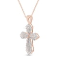 thumbnail image 2 of 1/4 ct.t.w Round Cut Lab Created Moissanite Diamond Cross Pendant Necklace In 14K Solid Rose Gold Jewelry For Women With 18" Chain (G-H Color, VVS1 Clarity, 0.25 Cttw), 2 of 7