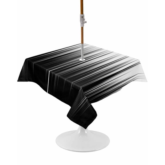 Outdoor Tablecloth with Umbrella Hole and Zipper Black White Lines Square Tablecloths 54x54 Inch Waterproof Table Cloths Abstract Art Stripes Patio Table Cover for Outdoor Tables Picnic BBQS Party