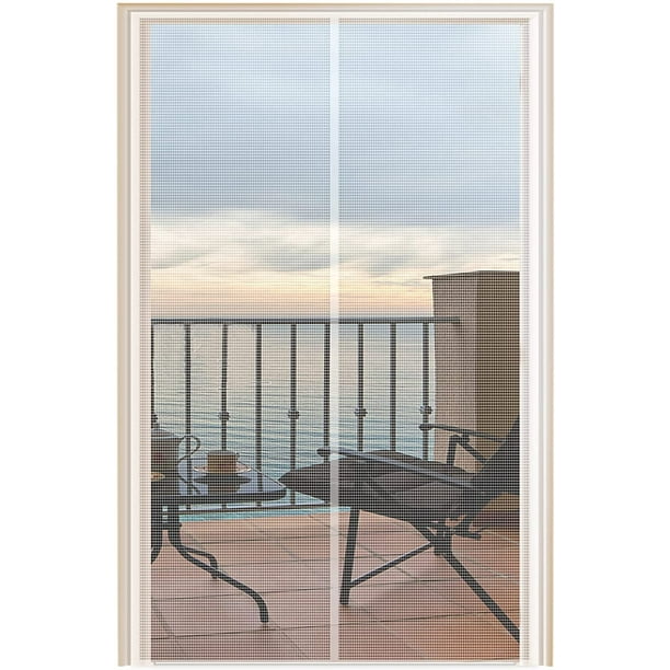 Magnetic Screen Door 34 X96 Mesh Curtain Sliding With Magnet Heavy Duty White Com Magnetic Screen Door 34 X96 Mesh, Heavy Duty Sliding Screen Door