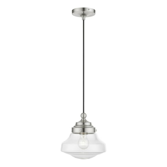 41293-91 Livex Lighting Avondale - 1 Light Mini Pendant In Nautical Style-15 Inches Tall and 9 Inches Wide-Brushed Nickel Finish    -Traditional