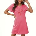 thumbnail image 1 of Camisón corto de San Valentín para mujer, talla grande, estampado en el pecho, cuello redondo, manga corta, 1 of 3