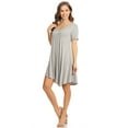 thumbnail image 3 of Women's Relaxed Fit Knit Short A-Line Dress with V-Neck and Asymmetrical Hem, 3 of 4