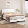 thumbnail image 2 of alazyhome Linen Upholstered Platform Bed Frame Queen Size with Button Tufting Headboard , Easy Assembly, White, 2 of 6