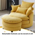thumbnail image 4 of BUIORD 36"W Swivel Barrel Chair Set, Upholstered Accent Chair with Storage Ottoman, 360° Swivel Chair for Living Room Bedroom, Yellow, 4 of 8
